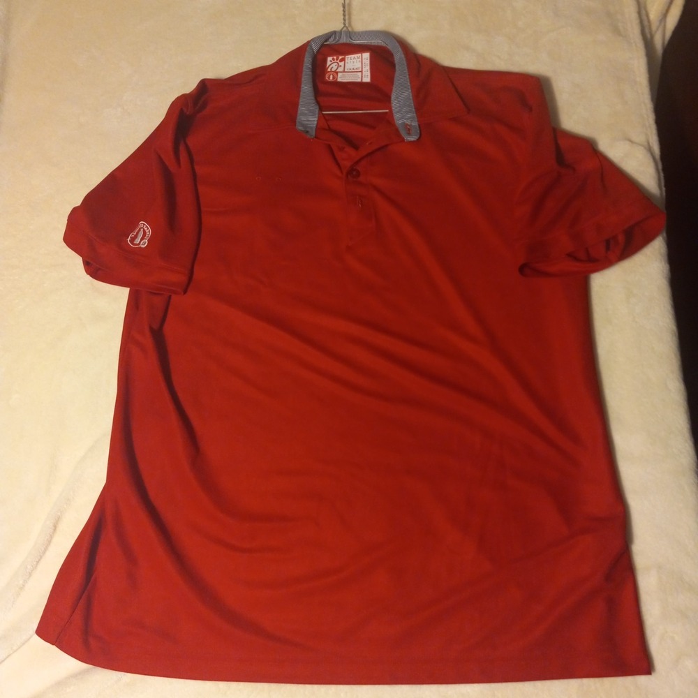 Oobe Team Style Chick-fil-a Mens Size L Red Short Sleeve Polo Shirt Recycled